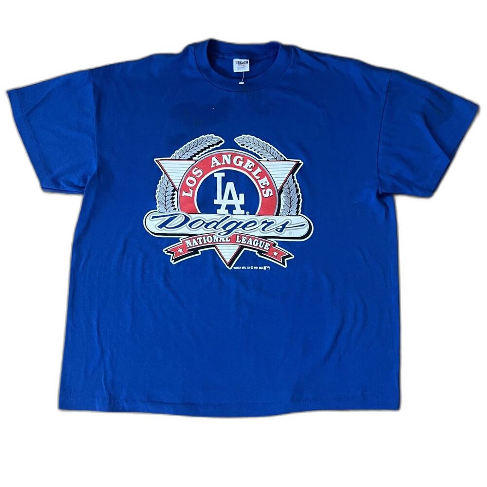 BNWOT Vintage 1991 Trench 50/50 Los Angeles Dodgers ShortSleeve T-Shirt Tee Mens